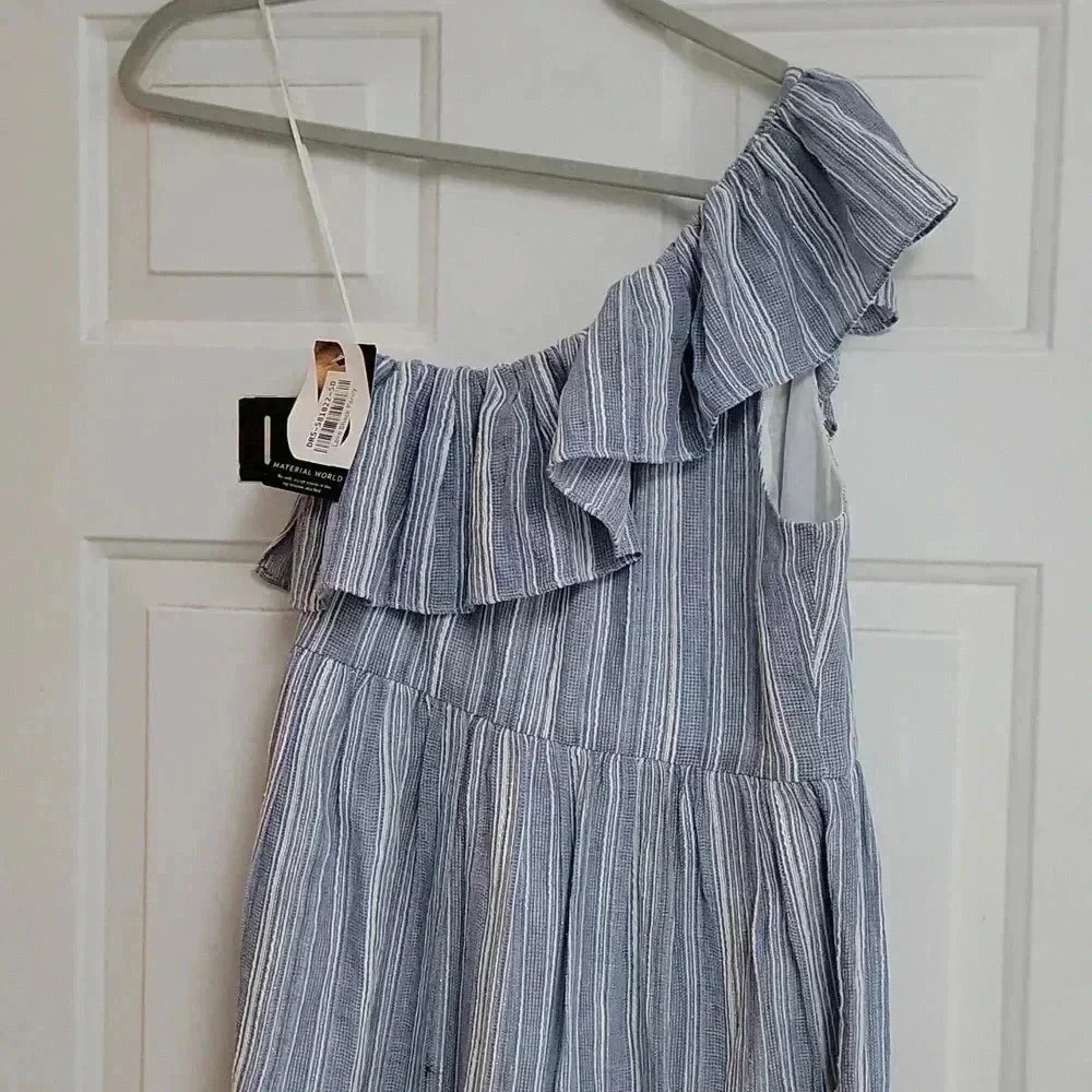 Pamela Dress in Blue & White One Shoulder Dress LoveShackFancy - Picture 7 of 14